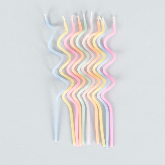Bougies d'anniversaire torsadées pastel pour gateau anniversaire enfant