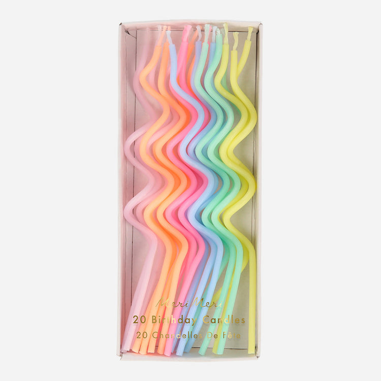 20 bougies d'anniversaire pastel Meri Meri pour gâteau d'anniversaire