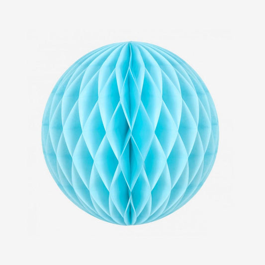 Boule alvéolée bleu dragée : déco anniversaire ou déco mariage