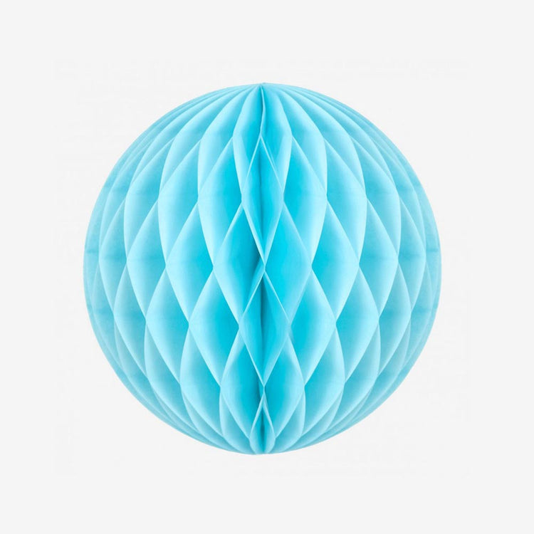 Boule alvéolée bleu dragée : déco anniversaire ou déco mariage