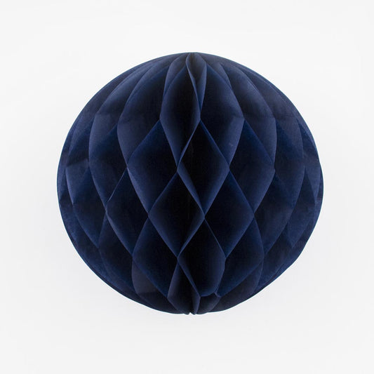 Boules alvéolées bleu marine pour déco de mariage ou anniversaire espace