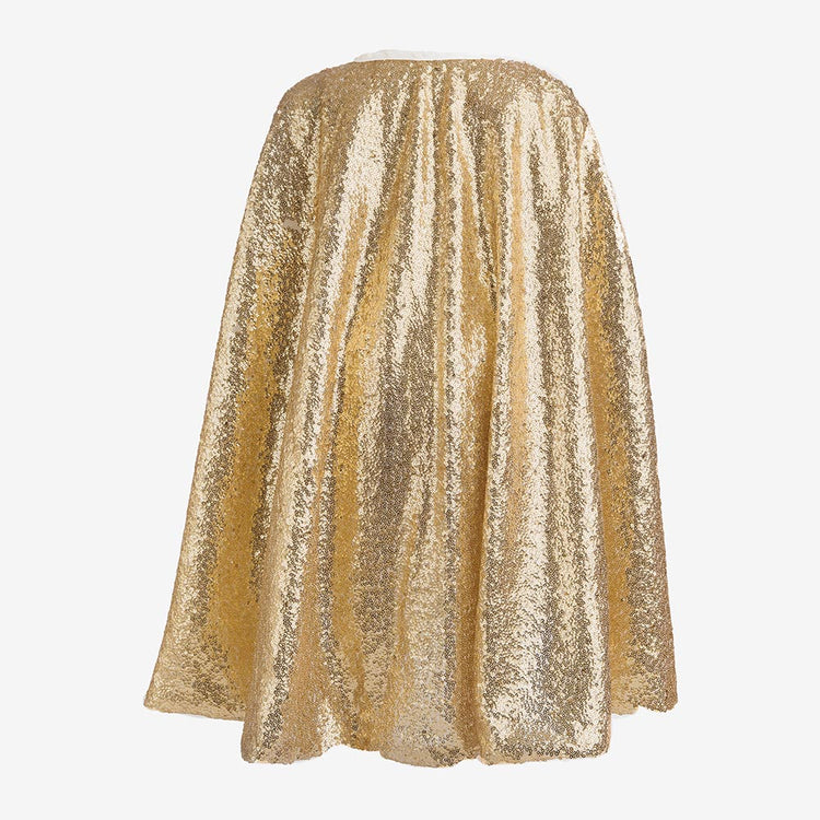 Déguisement princesse anniversaire fille : cape dorée de dos