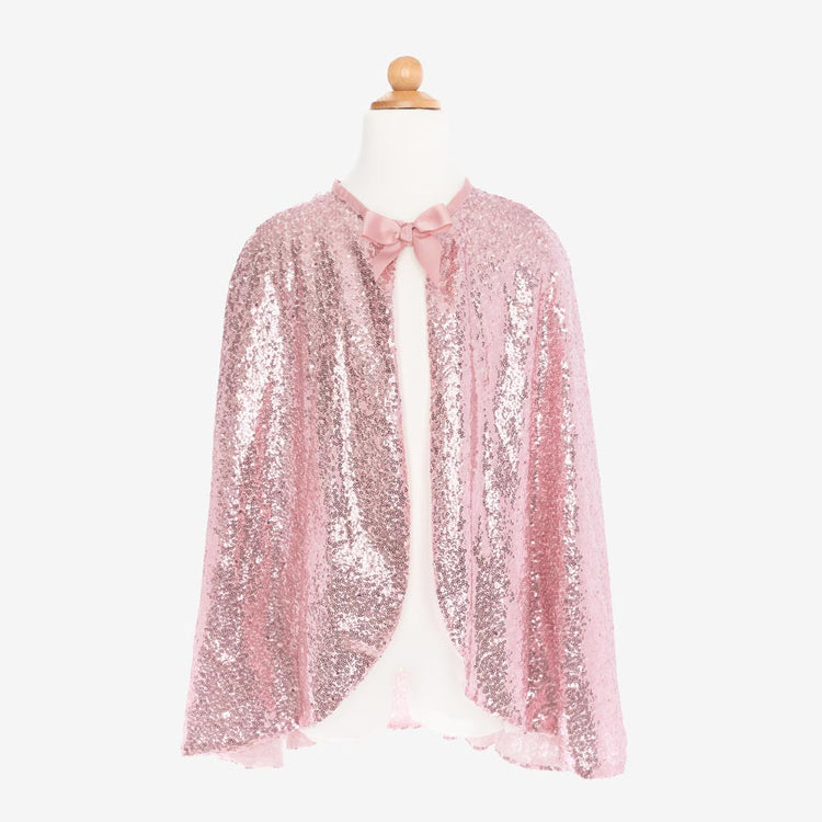Déguisement princesse anniversaire fille : cape rose à paillettes