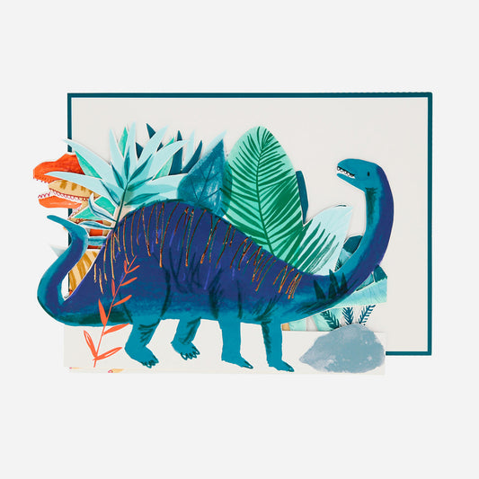 Carte accordéon dino pour un anniversaire enfants thème dinosaures