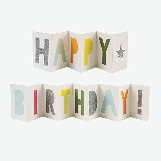 Déco d'anniversaire happy birthday : carte accordéon happy birthday