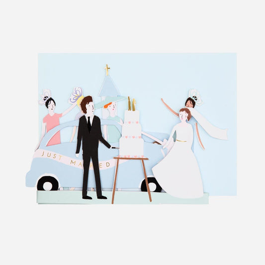 Carte accordéon just married parfait pour déco de table de mariage