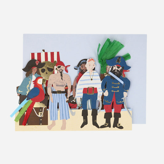 Carte pirate avec enveloppe à offrir lors d'un anniversaire pirate