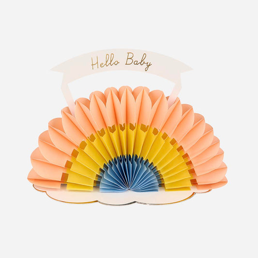 Carte pop up arc en ciel hallo baby pour voeux de baby shower