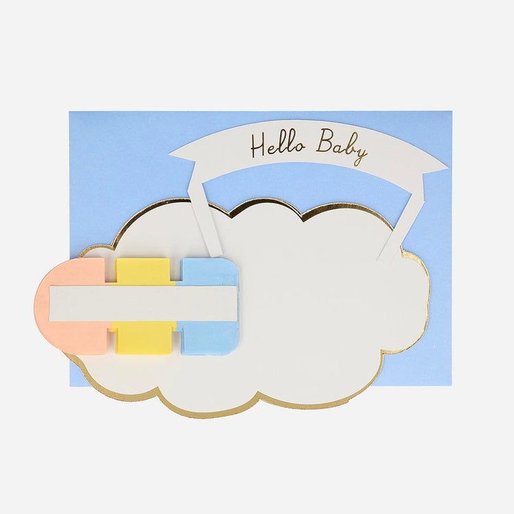 Carte pop up arc en ciel hello baby pour centre de table baby shower
