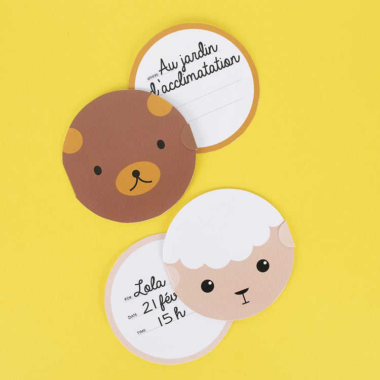 Invitations ours et mouton my little day pour anniversaire enfant