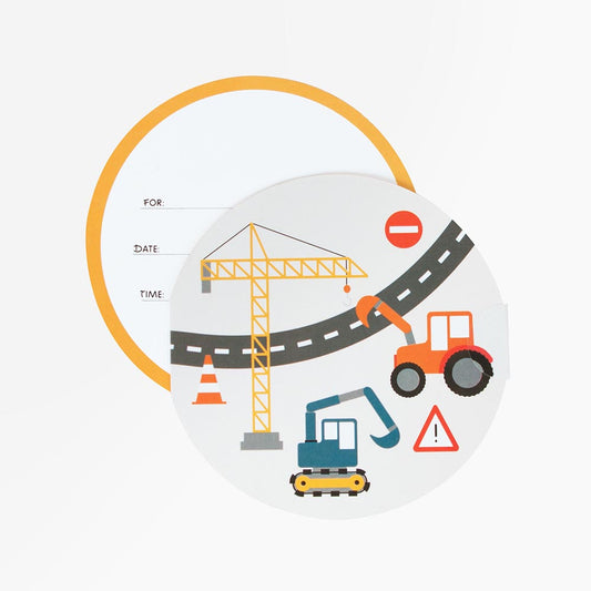 Idee pour anniversaire enfant : carton d'invitation theme chantier