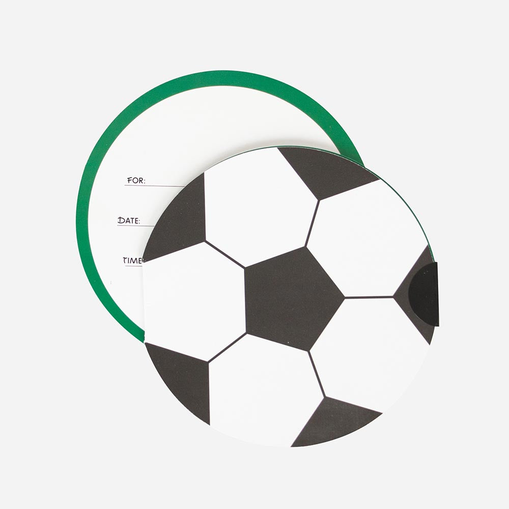 Carton invitation anniversaire enfant foot forme ballon de foot