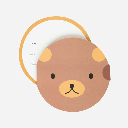 Carton invitation anniversaire enfant ours pour fete animaux de la foret