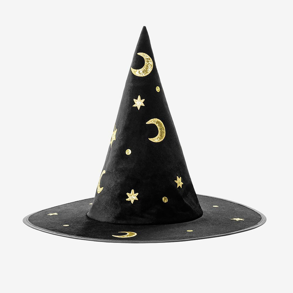 Chapeau de sorcière noir pour Halloween, chapeau de fête à large