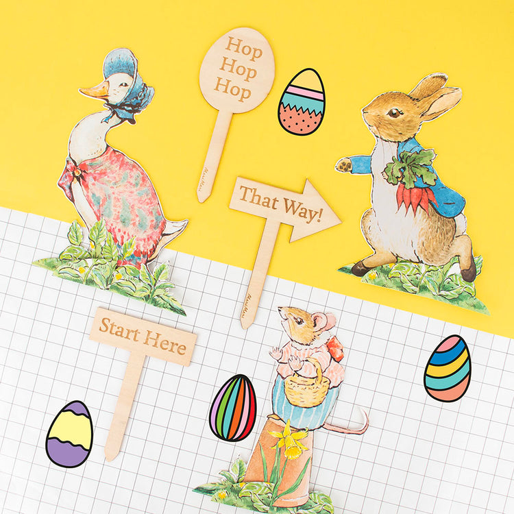 Le parcours fleches chasse aux oeufs de paques pierre lapin