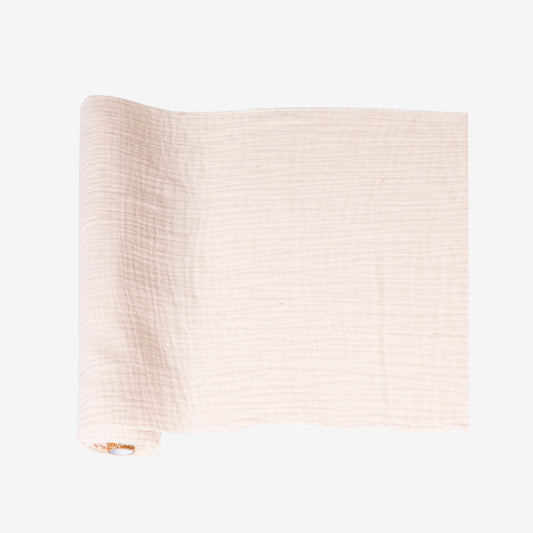 Chemin de table en mousseline beige mariage bohème chic