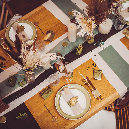 Chemin de table bohème chic beige