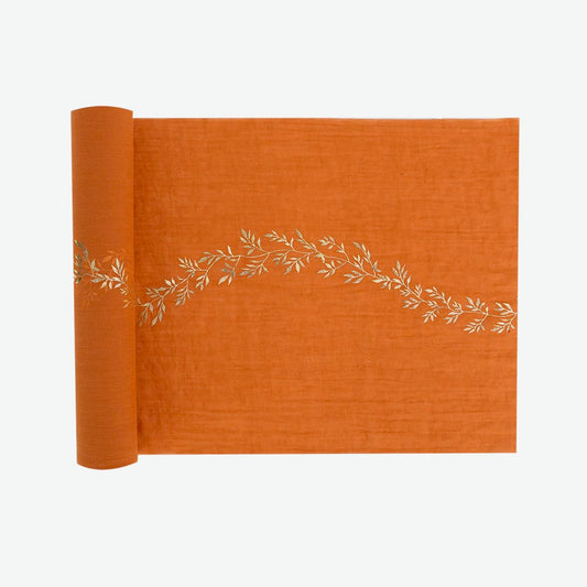 Chemin de table terracotta et doré pour deco de table mariage boheme