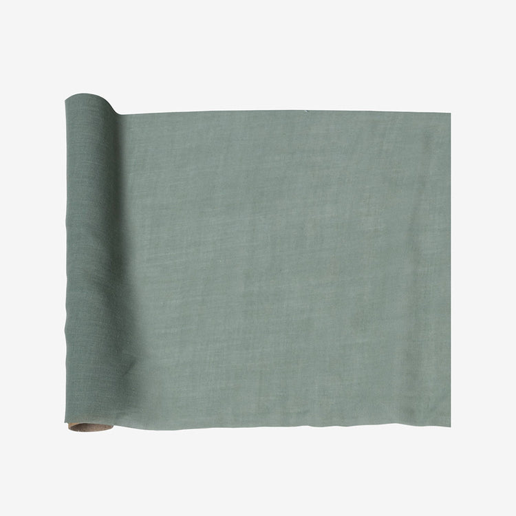 Chemin de table vert de gris ambiance bohème chic