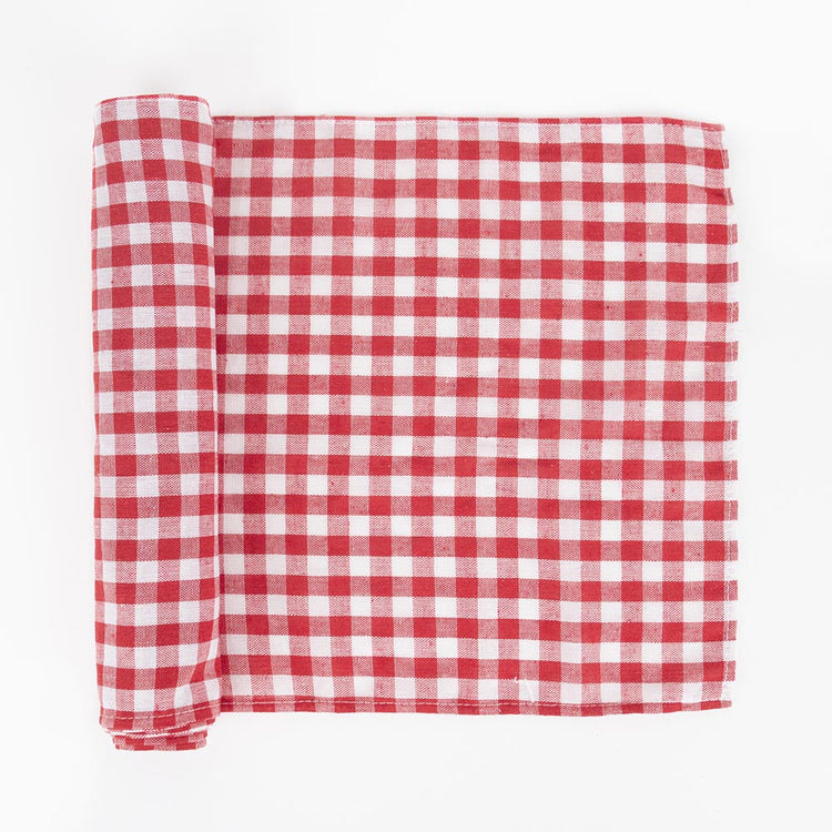 Chemin de table vichy rouge : decoration mariage champêtre