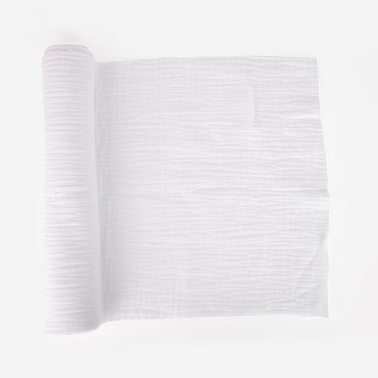 Chemin de table blanc en coton pour décoration de mariage et baby shower