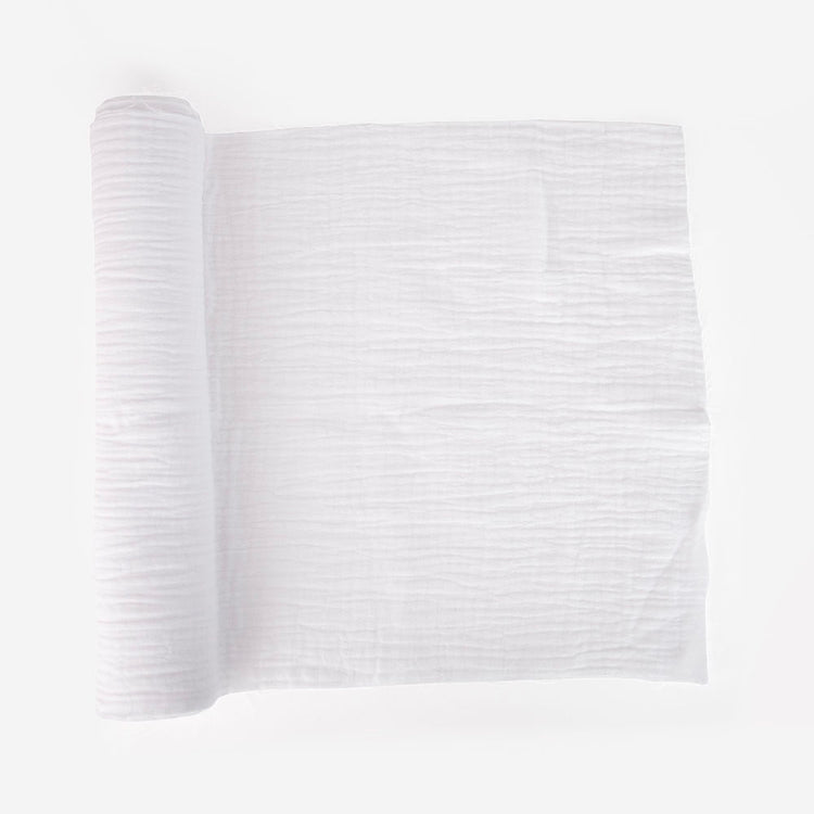 Chemin de table blanc en coton pour décoration de mariage et baby shower