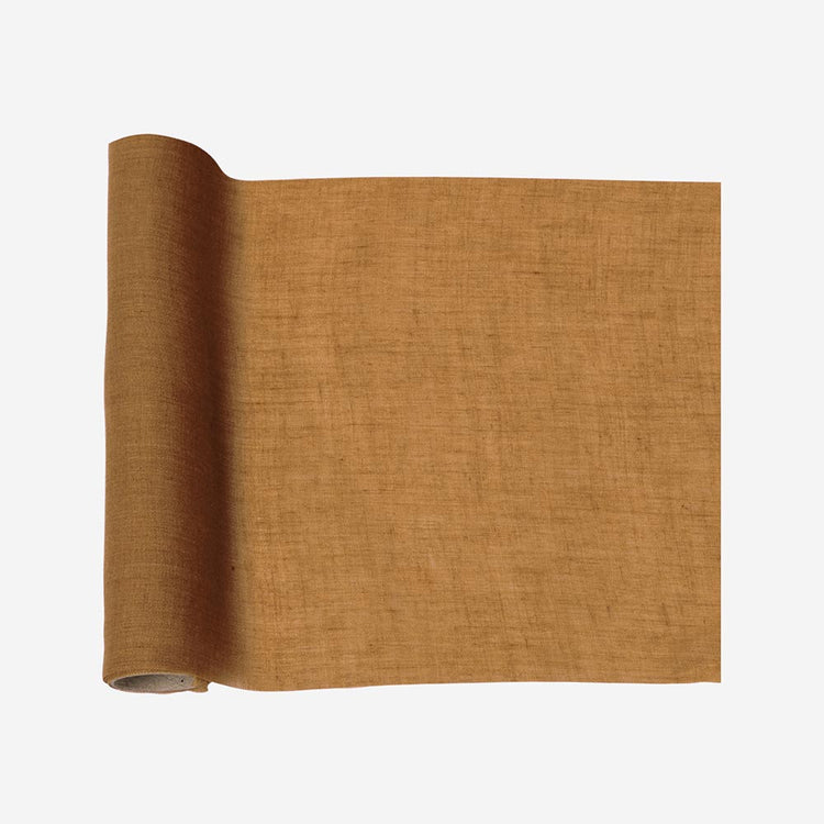 Chemin de table marron en coton pour décoration mariage bohème naturel