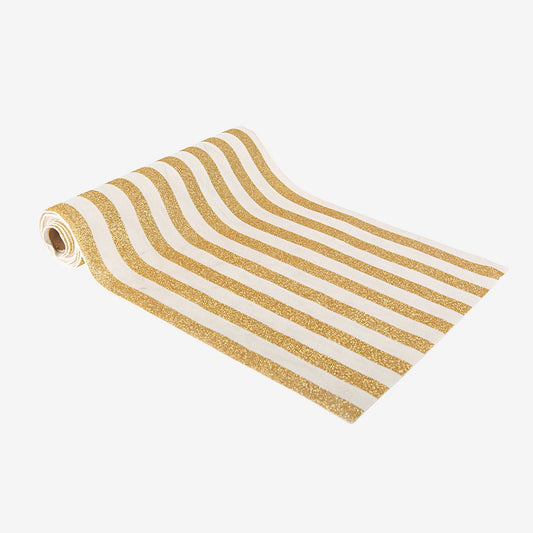 Chemin de table velours blanc et or pour decoration de table