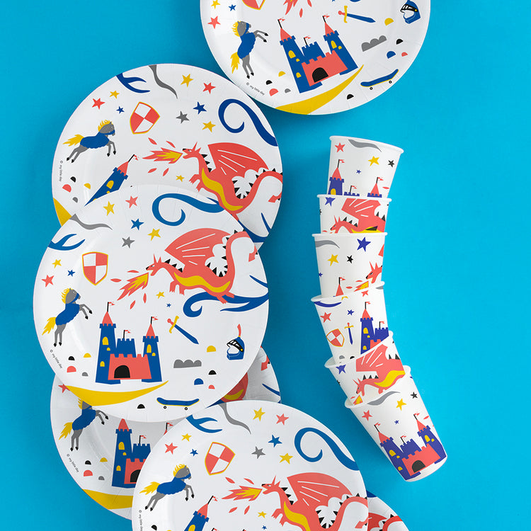 Anniversaire garçon chevalier : vaisselle chevalier ecoresponsable my little day