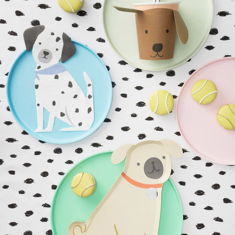 16 serviettes en papier chiot pour deco de table anniversaire 1 an