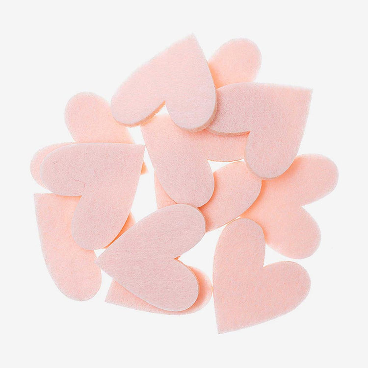 Confettis coeurs feutrine rose : mariage, baby shower fille, baptême