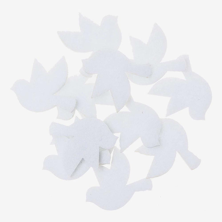 Confettis colombes feutrine blanc : bapteme, baby shower