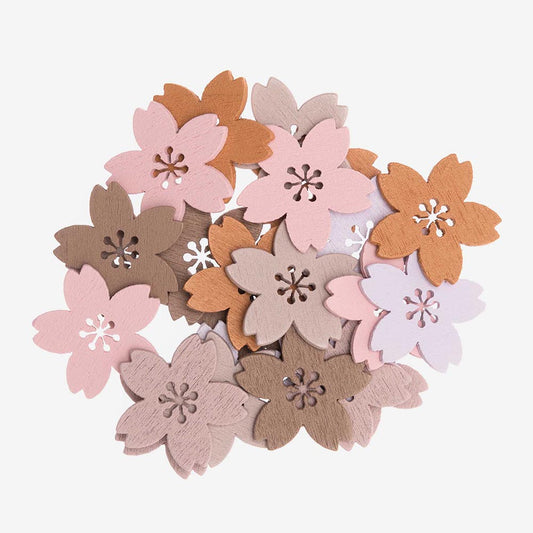 Confetti en bois fleurs mauve : anniversaire fleurs, vaiana, fée