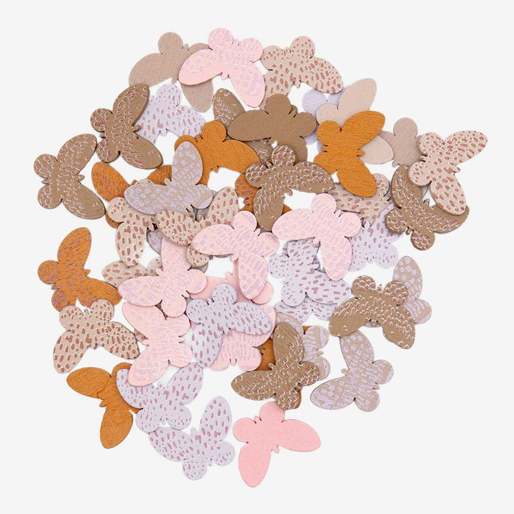 Confetti en bois papillons : anniversaire papillons, princesse, fée