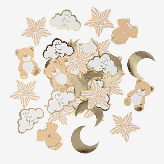 Confettis de table mon doux bébé pour baby shower ou gender reveal