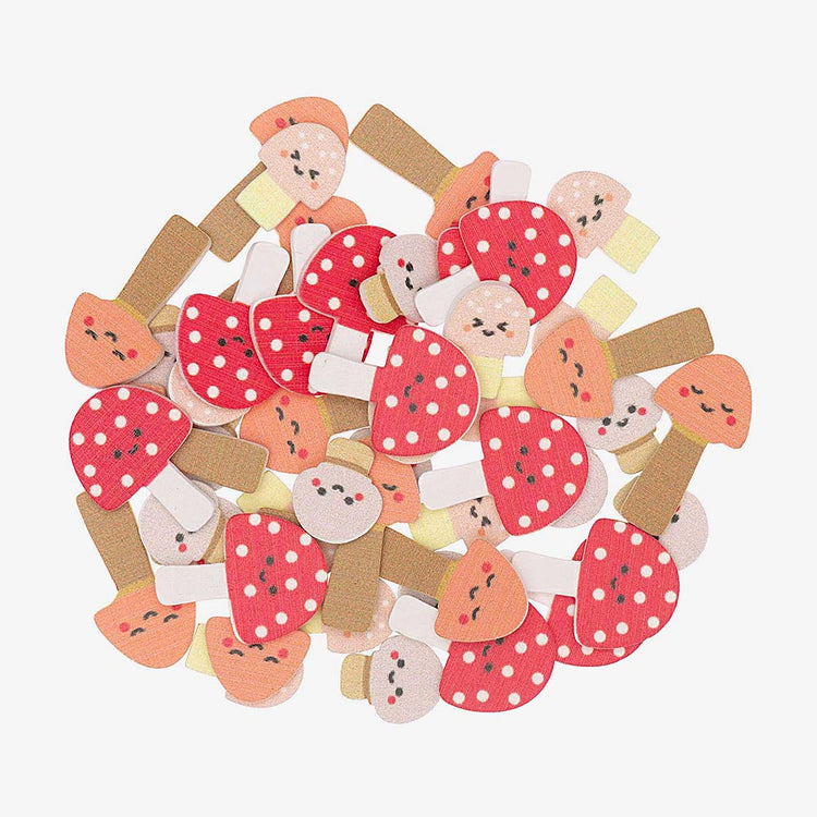 Confettis champignons mignons : deco anniversaire animaux de la foret
