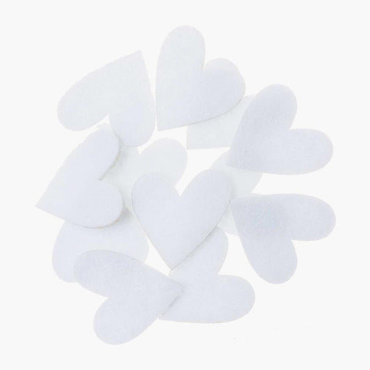 Confettis coeurs feutrine blanc : mariage, baby shower, baptême