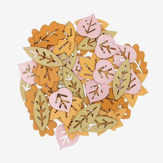 Confettis feuilles pastel : deco anniversaire animaux de la foret