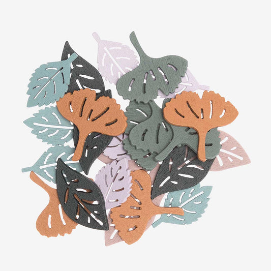 Confetti en bois feuilles automne : anniversaire animaux de la foret