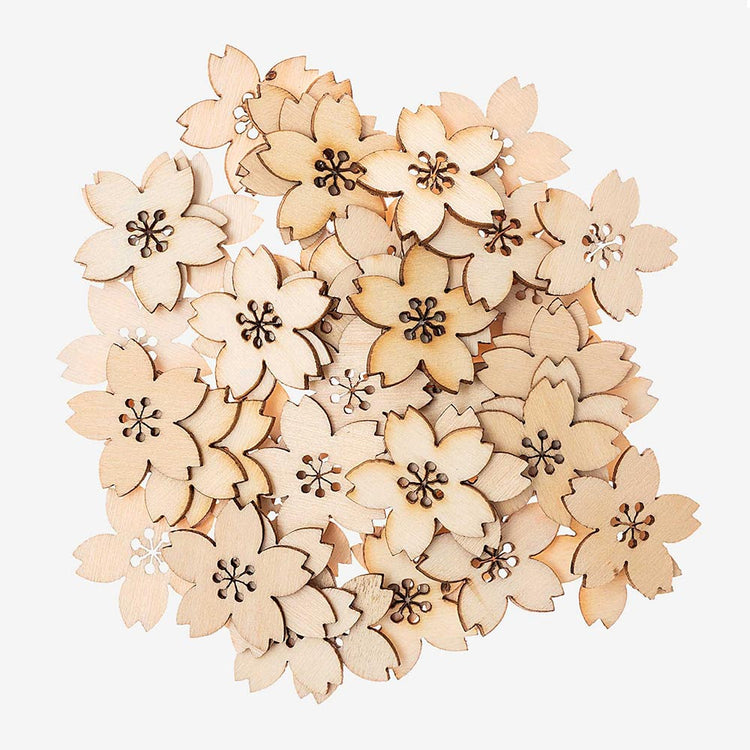 Confettis fleurs de cerisier en bois pour deco de fete fleurie