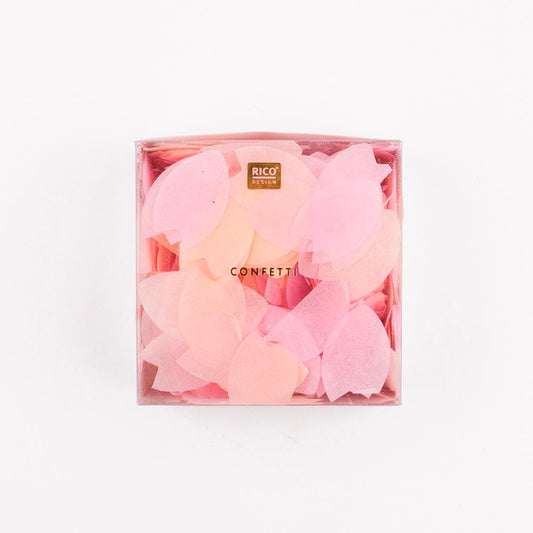 Décoration table fête confettis fleurs de cerisiers roses poudrée irisées