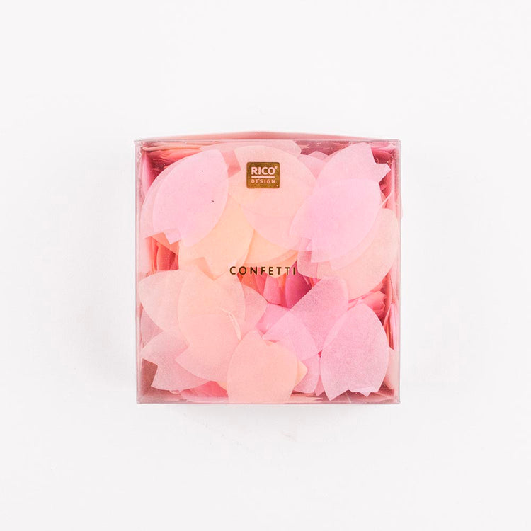 Décoration table fête confettis fleurs de cerisiers roses poudrée irisées