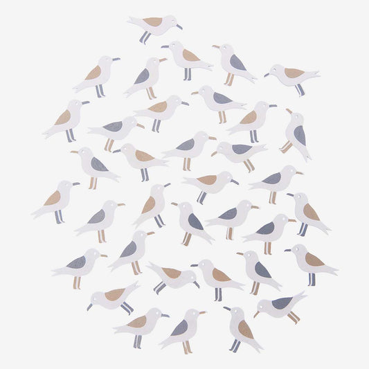 Confetti en bois mouette pour deco table mariage bord de mer