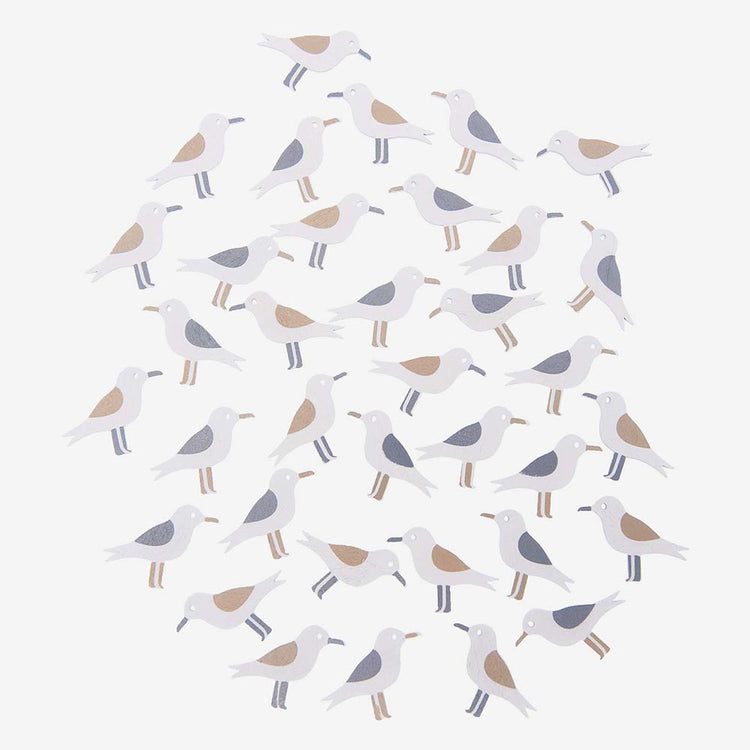Confetti en bois mouette pour deco table mariage bord de mer