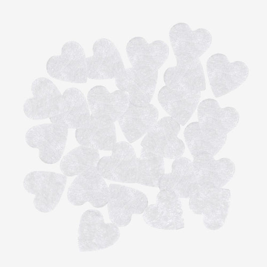 Confettis coeurs en papier de soie blanc : decoration de table bapteme