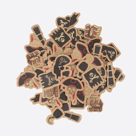 Decoration anniversaire pirate : conffettis en papier motifs pirate