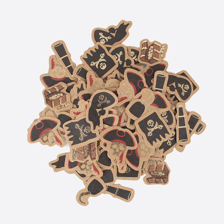 Decoration anniversaire pirate : conffettis en papier motifs pirate