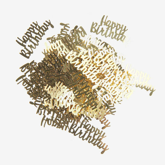 Confettis anniversaire Happy Birthday doré pour deco anniversaire