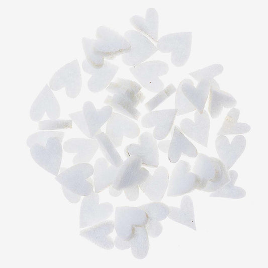 Petits confettis coeurs feutrine blanc : mariage, baby shower, baptême