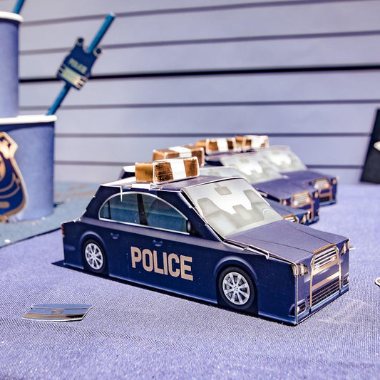 Decoration anniversaire police : boites cadeaux voitures de police